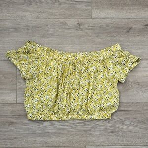 Forever 21 Yellow Floral Off-Shoulder Blouse